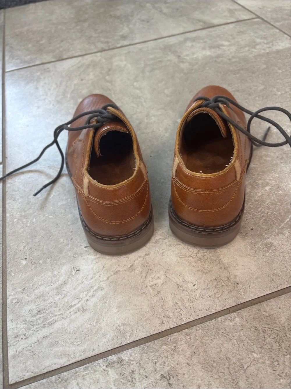 Brown oxford lace up style dress shoes